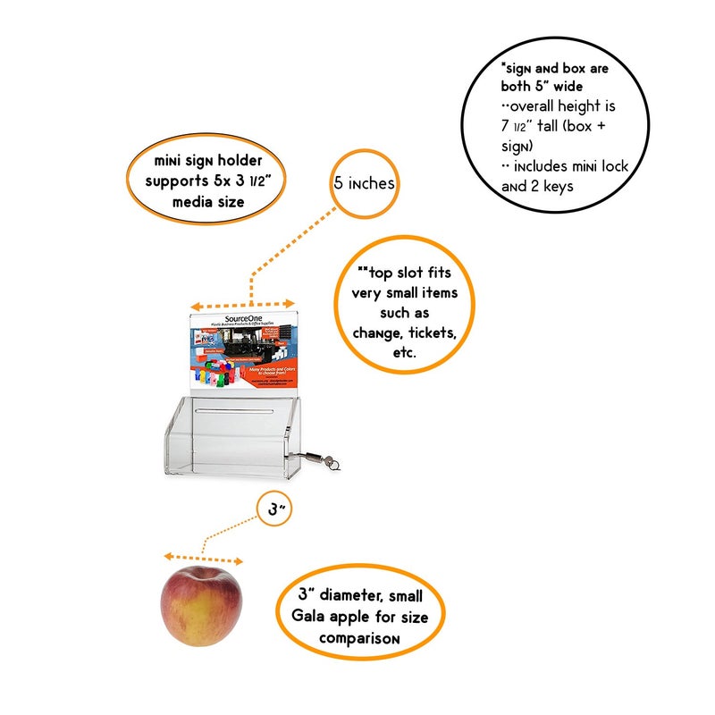 SourceOne SOURCE ONE Acrylic Heavy Duty Donation/Ballot Box with Lock and Sign Holder - Image 2